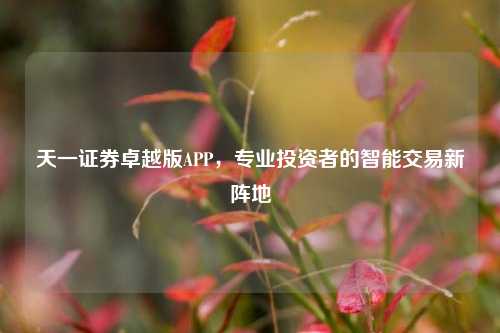 天一证券卓越版APP,专业投资者的智能交易新阵地