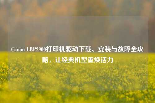 Canon LBP2900打印机驱动下载、安装与故障全攻略,让经典机型重焕活力