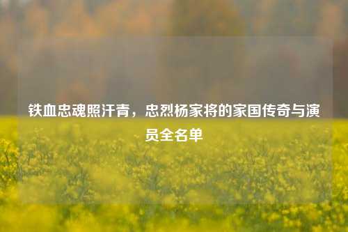 铁血忠魂照汗青,忠烈杨家将的家国传奇与演员全名单