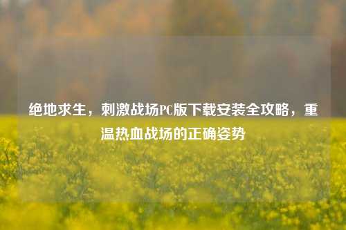 绝地求生,刺激战场PC版下载安装全攻略,重温热血战场的正确姿势