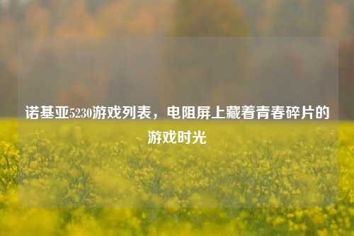 诺基亚5230游戏列表，电阻屏上藏着青春碎片的游戏时光