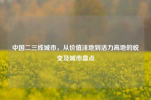 中国二三线城市,从价值洼地到活力高地的蜕变及城市盘点