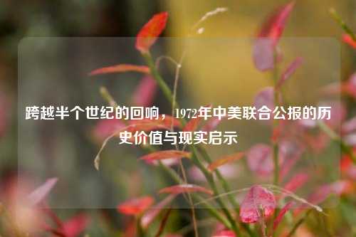 跨越半个世纪的回响,1972年中美联合公报的历史价值与现实启示