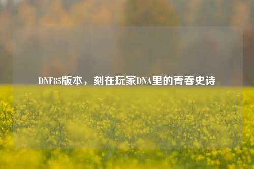 DNF85版本,刻在玩家DNA里的青春史诗