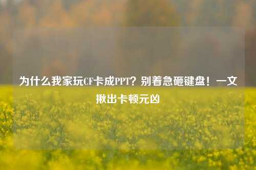 为什么我家玩CF卡成PPT？别着急砸键盘！一文揪出卡顿元凶