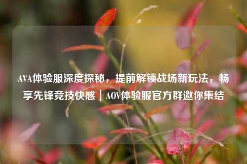 AVA体验服深度探秘,提前解锁战场新玩法,畅享先锋竞技快感|AOV体验服官方群邀你集结