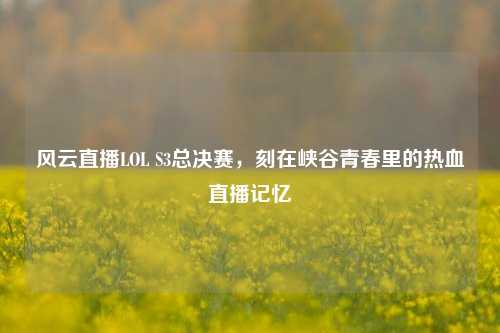 风云直播LOL S3总决赛,刻在峡谷青春里的热血直播记忆