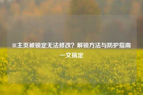 IE主页被锁定无法修改?解锁方法与防护指南一文搞定