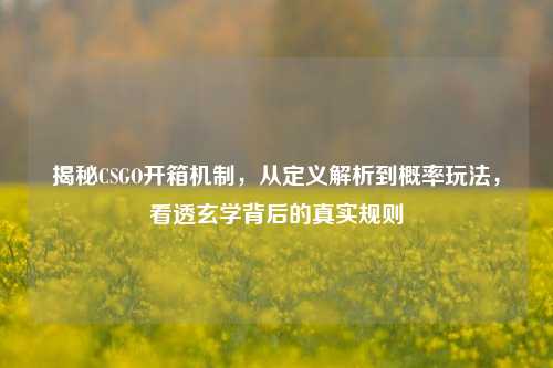 揭秘CSGO开箱机制,从定义解析到概率玩法,看透玄学背后的真实规则