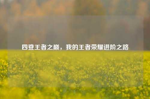 四登王者之巅，我的王者荣耀进阶之路
