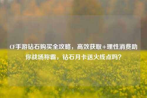 CF手游钻石购买全攻略,高效获取+理性消费助你战场称霸,钻石月卡送火线点吗?