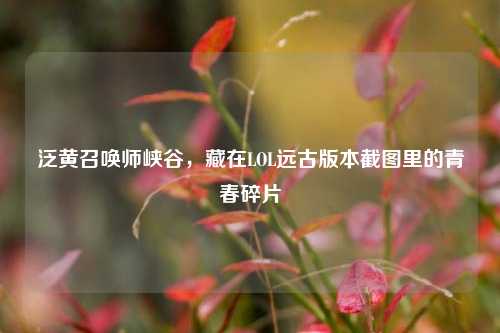 泛黄召唤师峡谷，藏在LOL远古版本截图里的青春碎片