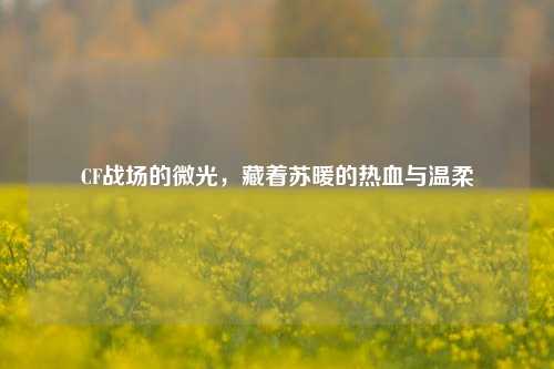 CF战场的微光,藏着苏暖的热血与温柔