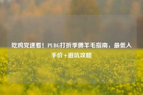 吃鸡党速看!PUBG打折季薅羊毛指南,最低入手价+避坑攻略