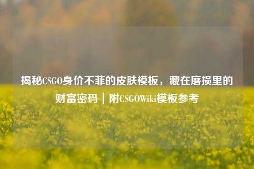 揭秘CSGO身价不菲的皮肤模板,藏在磨损里的财富密码|附CSGOWiki模板参考