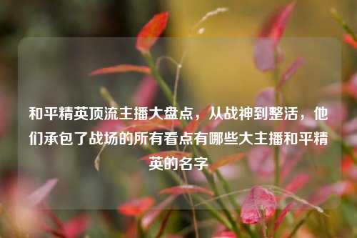和平精英顶流主播大盘点,从战神到整活,他们承包了战场的所有看点有哪些大主播和平精英的名字
