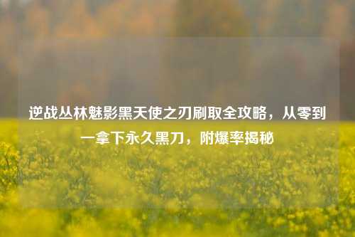 逆战丛林魅影黑天使之刃刷取全攻略,从零到一拿下永久黑刀,附爆率揭秘