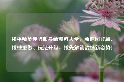 和平精英体验服最新爆料大全,新地图登场、枪械重做、玩法升级,抢先解锁战场新姿势!