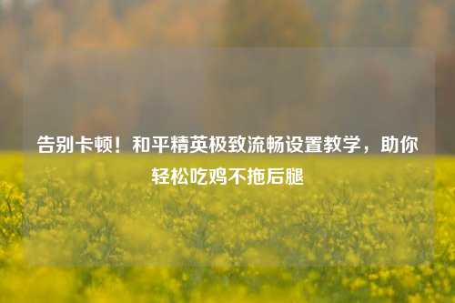 告别卡顿！和平精英极致流畅设置教学，助你轻松吃鸡不拖后腿