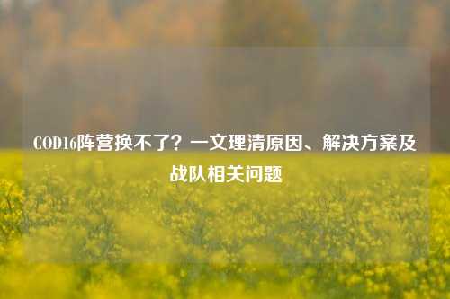 COD16阵营换不了？一文理清原因、解决方案及战队相关问题