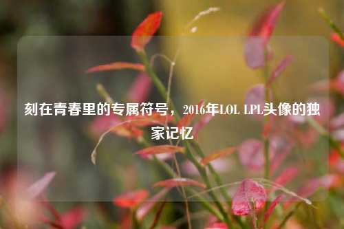 刻在青春里的专属符号，2016年LOL LPL头像的独家记忆