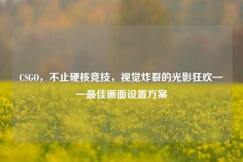CSGO，不止硬核竞技，视觉炸裂的光影狂欢——最佳画面设置方案