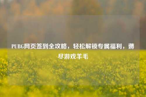 PUBG网页签到全攻略，轻松解锁专属福利，薅尽游戏羊毛