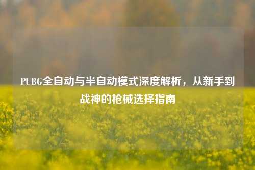 PUBG全自动与半自动模式深度解析，从新手到战神的枪械选择指南