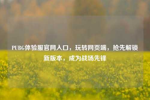 PUBG体验服官网入口,玩转网页端,抢先解锁新版本,成为战场先锋
