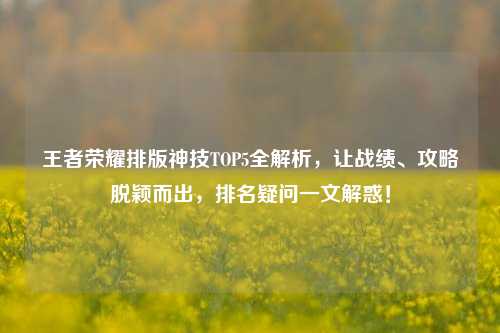王者荣耀排版神技TOP5全解析,让战绩、攻略脱颖而出,排名疑问一文解惑!