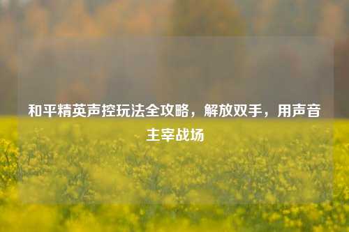 和平精英声控玩法全攻略,解放双手,用声音主宰战场