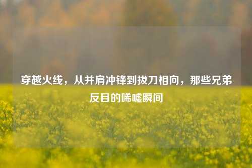 穿越火线，从并肩冲锋到拔刀相向，那些兄弟反目的唏嘘瞬间