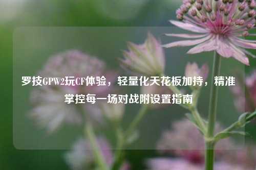 罗技GPW2玩CF体验,轻量化天花板加持,精准掌控每一场对战附设置指南