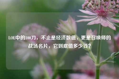 LOL中的100刀，不止是经济数值，更是召唤师的战场名片，它到底值多少钱？