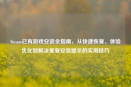 Steam已有游戏安装全指南,从快速恢复、体验优化到解决重复安装提示的实用技巧