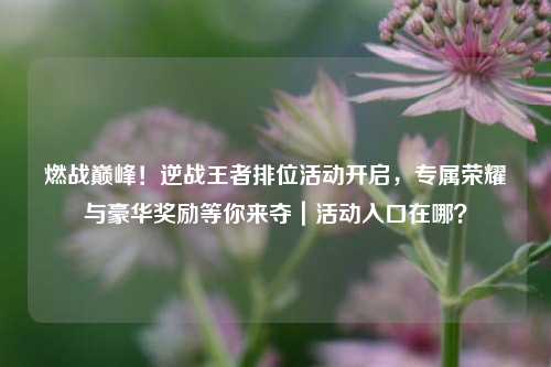 燃战巅峰!逆战王者排位活动开启,专属荣耀与豪华奖励等你来夺|活动入口在哪?