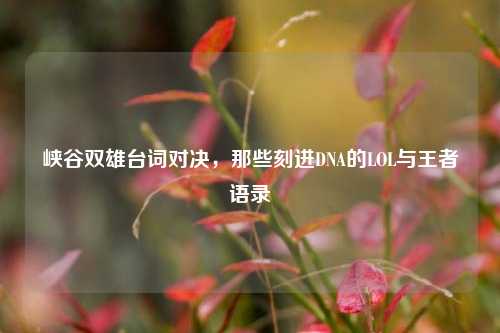 峡谷双雄台词对决,那些刻进DNA的LOL与王者语录