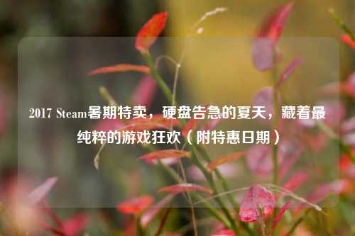 2017 Steam暑期特卖，硬盘告急的夏天，藏着最纯粹的游戏狂欢（附特惠日期）