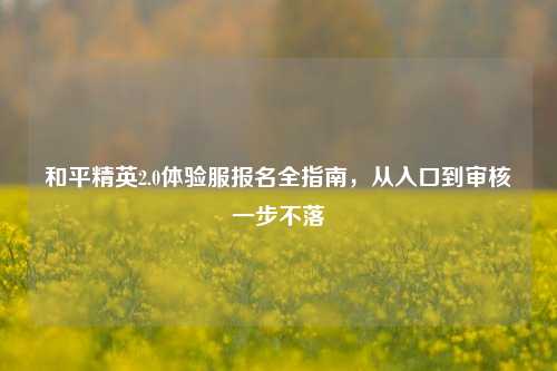 和平精英2.0体验服报名全指南,从入口到审核一步不落