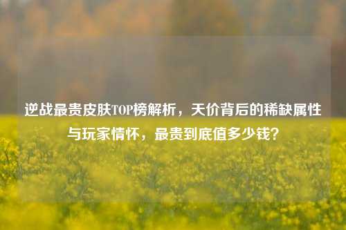 逆战最贵皮肤TOP榜解析，天价背后的稀缺属性与玩家情怀，最贵到底值多少钱？