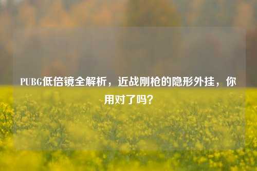 PUBG低倍镜全解析，近战刚枪的隐形外挂，你用对了吗？