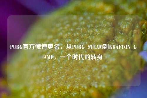 PUBG官方微博更名,从PUBG_STEAM到KRAFTON_GAME,一个时代的转身