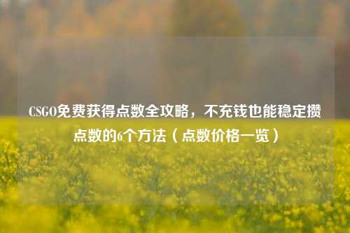CSGO免费获得点数全攻略，不充钱也能稳定攒点数的6个方法（点数价格一览）