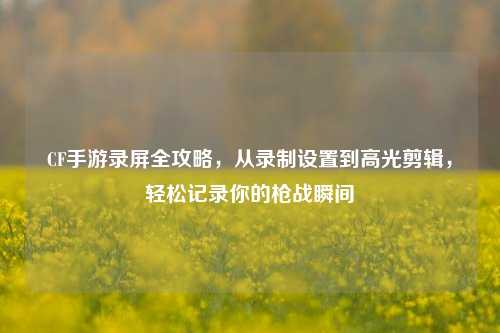CF手游录屏全攻略,从录制设置到高光剪辑,轻松记录你的枪战瞬间