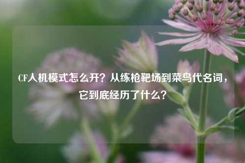 CF人机模式怎么开?从练枪靶场到菜鸟代名词,它到底经历了什么?