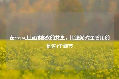在Steam上追到喜欢的女生，比送游戏更管用的是这4个细节