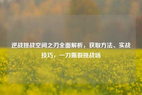 逆战挑战空间之刃全面解析，获取方法、实战技巧，一刀撕裂挑战场