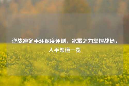 逆战凛冬手环深度评测,冰霜之力掌控战场,入手渠道一览