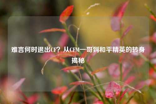难言何时退出CF?从CFM一哥到和平精英的转身揭秘