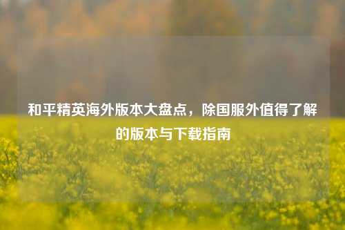 和平精英海外版本大盘点，除国服外值得了解的版本与下载指南